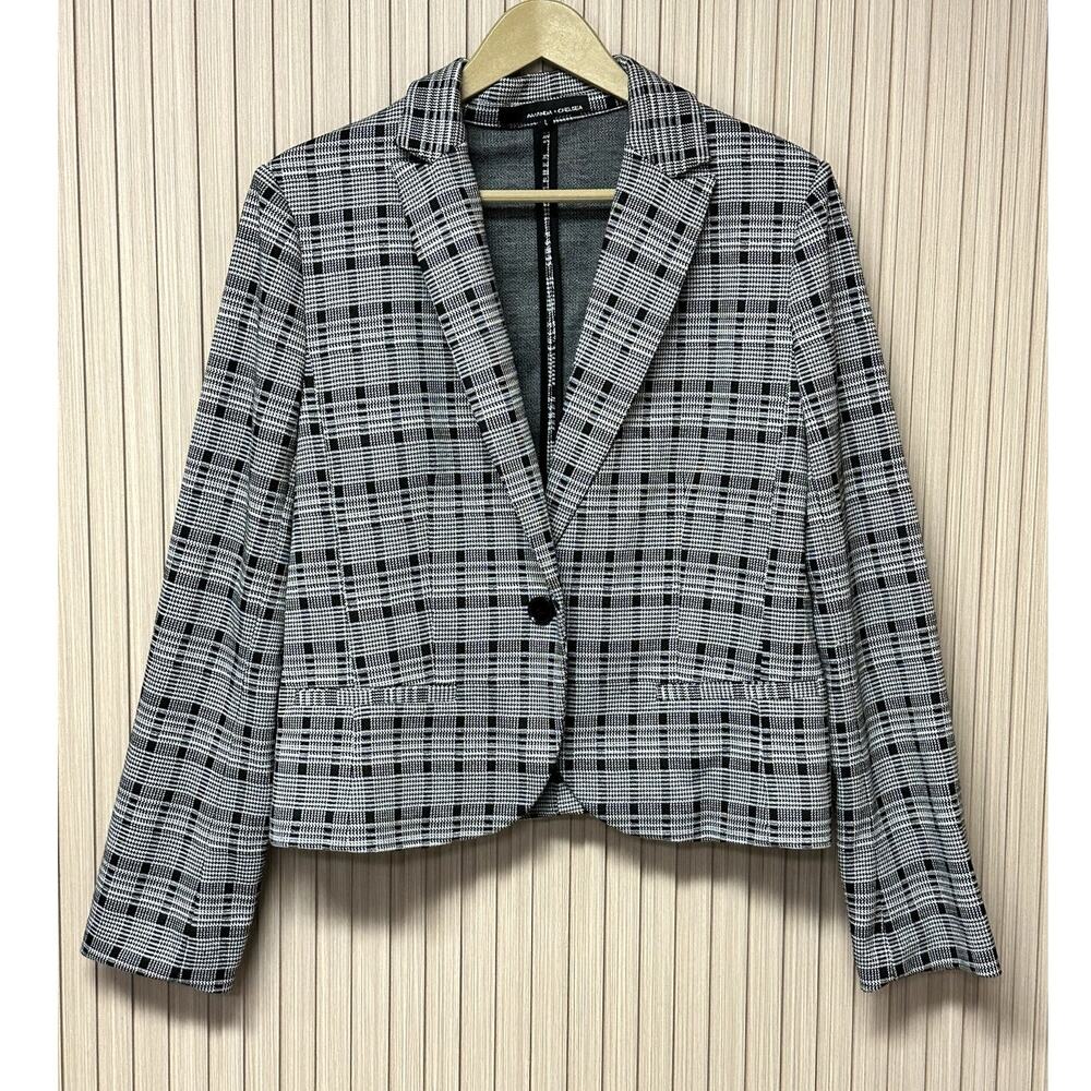 Amanda + Chelsea Plaid One-Button Blazer Size L - Picture 1 of 6